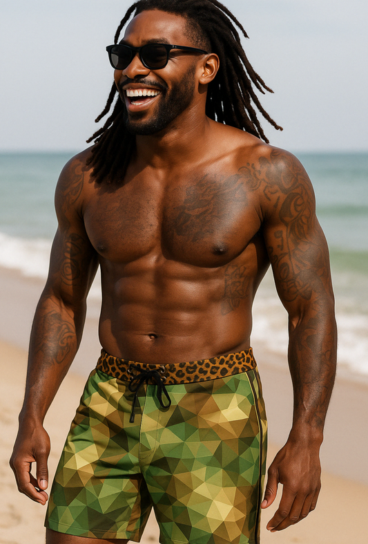 Geo Camo Swim Shorts – Safari Edition