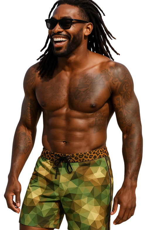 Geo Camo Swim Shorts – Safari Edition