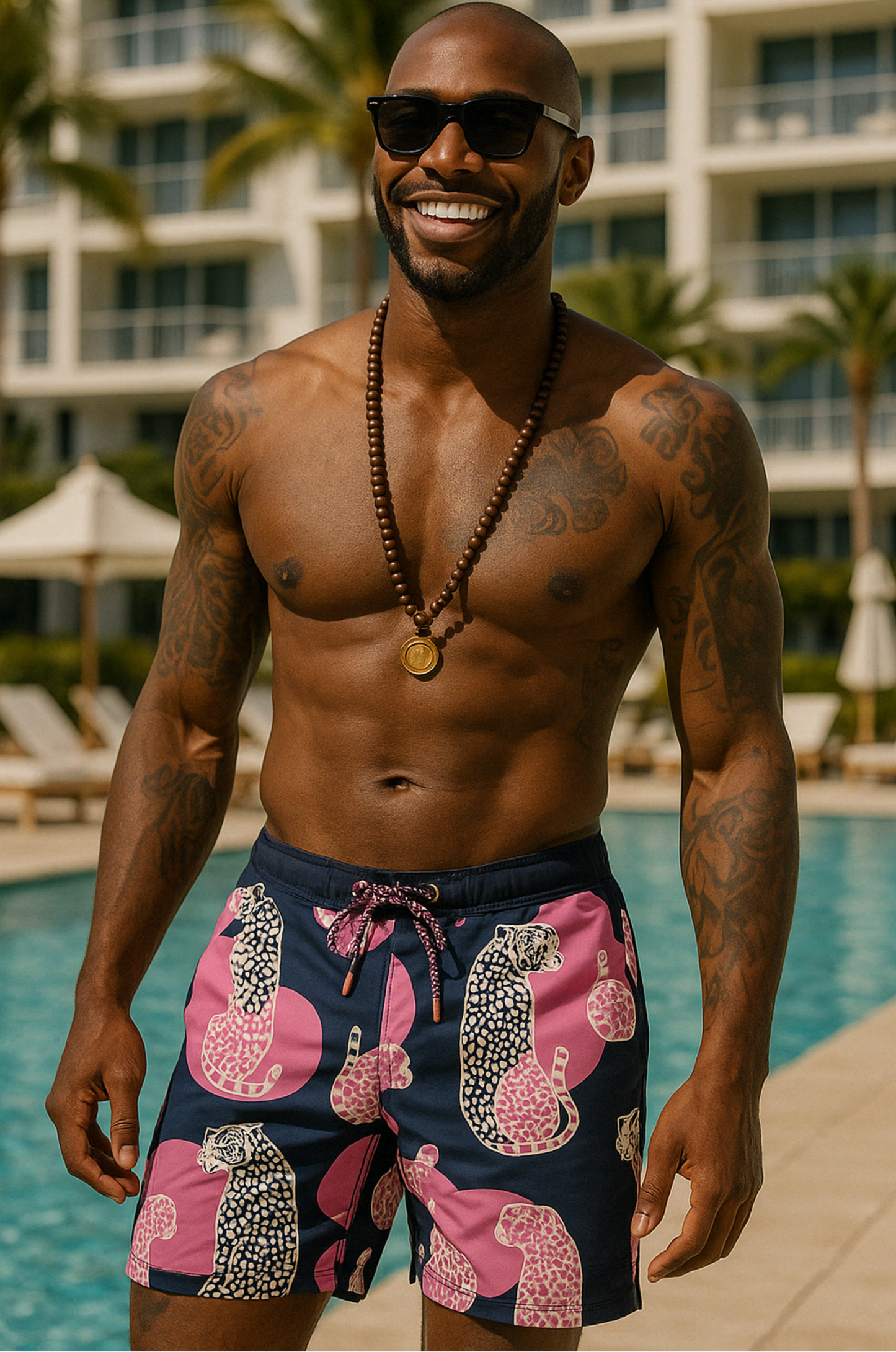 Pink Panther Swim Shorts – Midnight Navy Edition