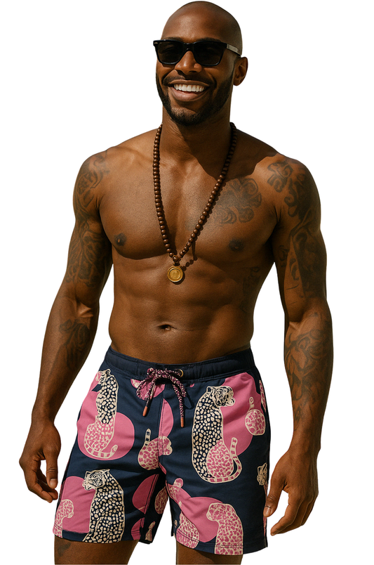 Pink Panther Swim Shorts – Midnight Navy Edition