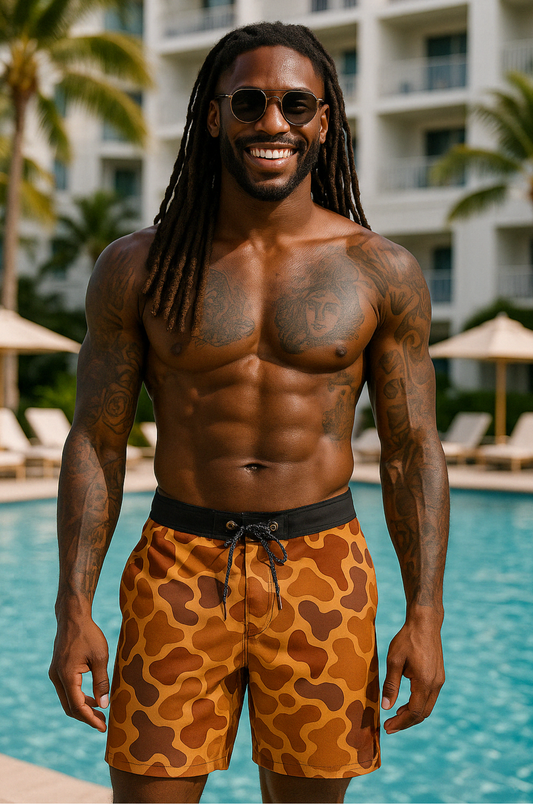 Safari Camo Swim Shorts – Amber Edition