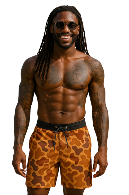 Safari Camo Swim Shorts – Amber Edition