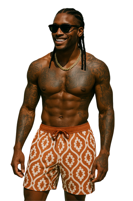 Retro Bloom Swim Shorts – Terra Edition