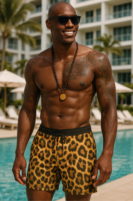 Golden Leopard Swim Shorts – Luxe Edition