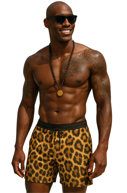 Golden Leopard Swim Shorts – Luxe Edition