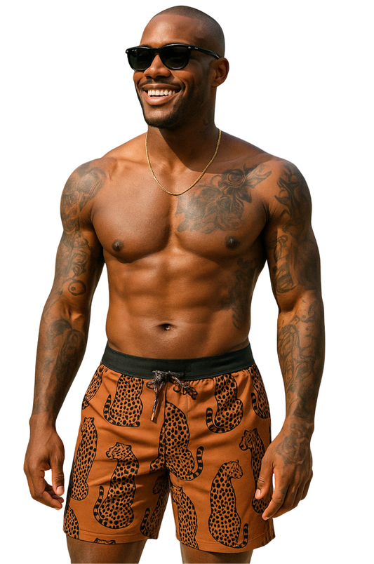 Resting Leopard Swim Shorts – Terra Brown Edition