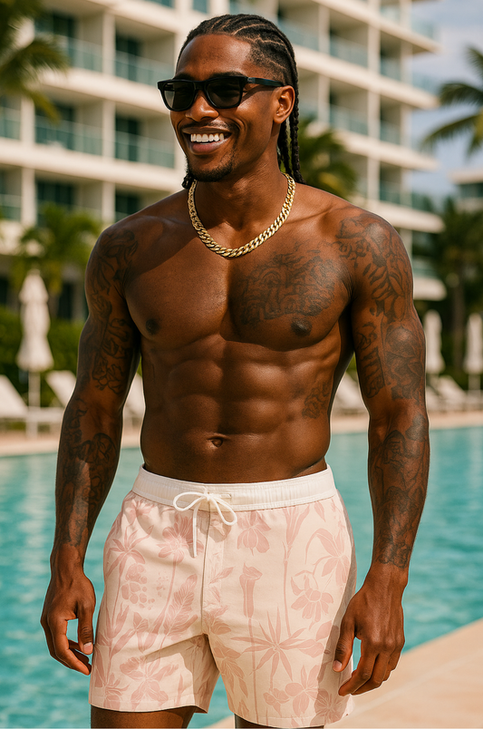 Blush Tropical Floral Swim Shorts